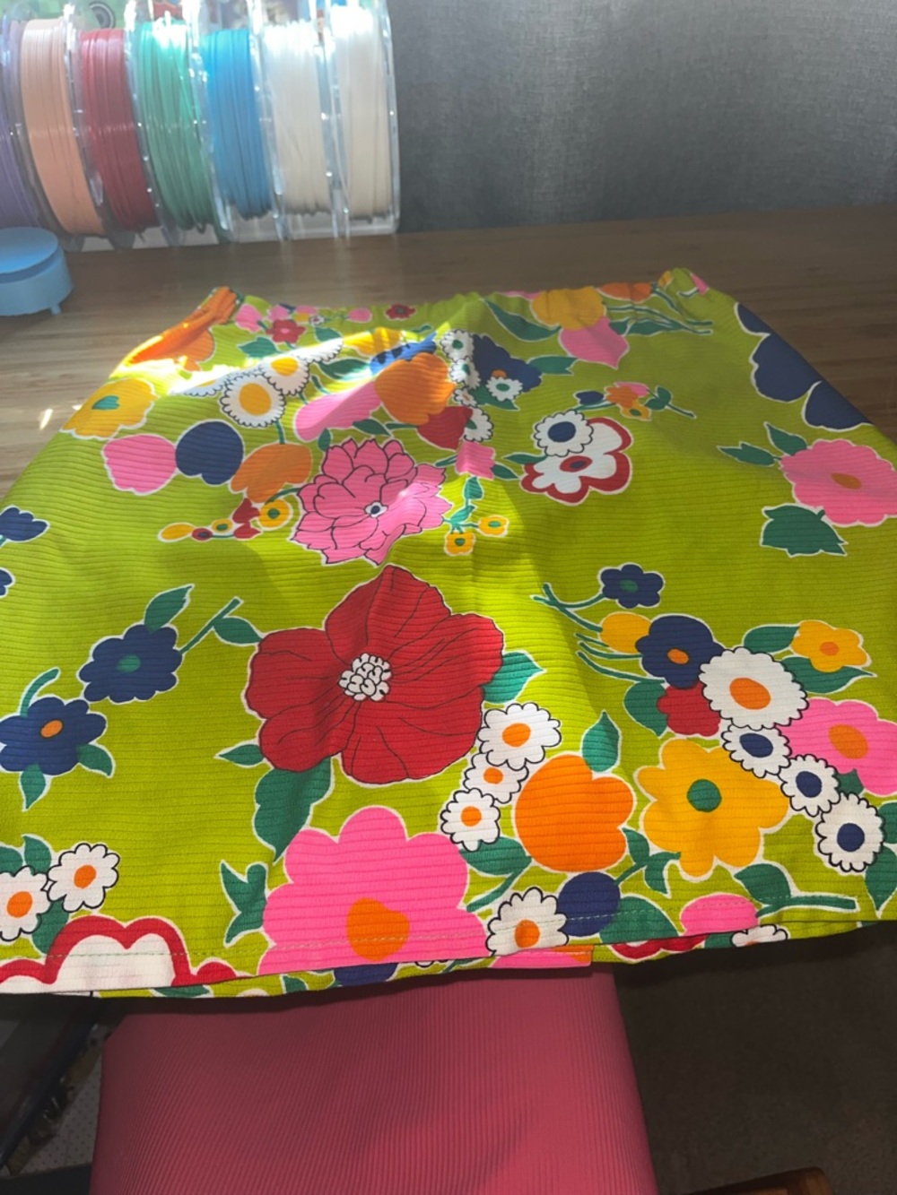 Bright vintage Floral Mini Skirt - Lime Green, Pink, Red, Orange
